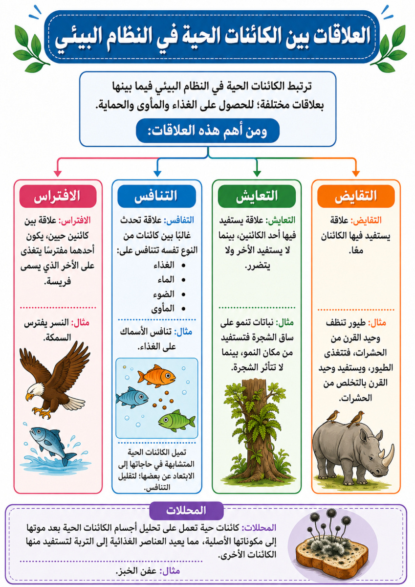 العلاقات بين الكائنات الحية في النظام البيئي